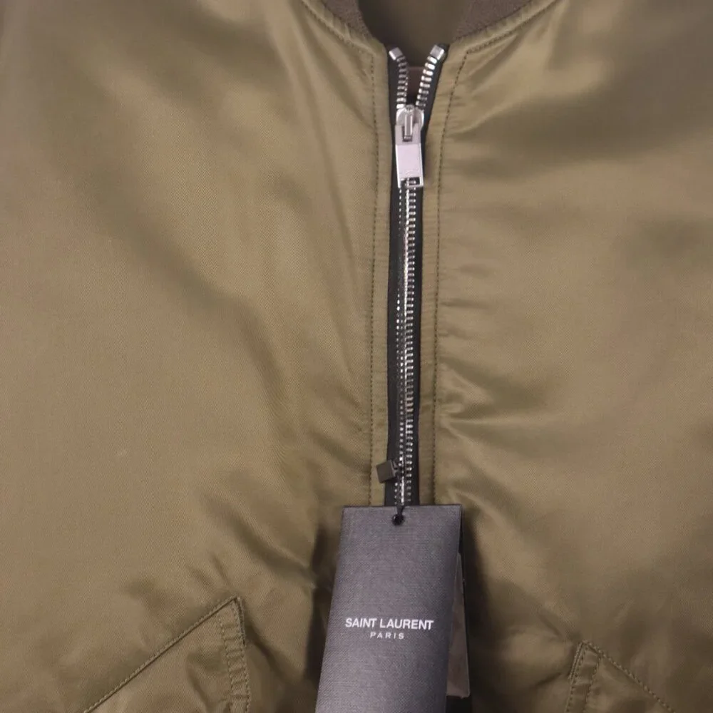 Saint Laurent Green Padded Bomber Jacket - Picture 5 of 6